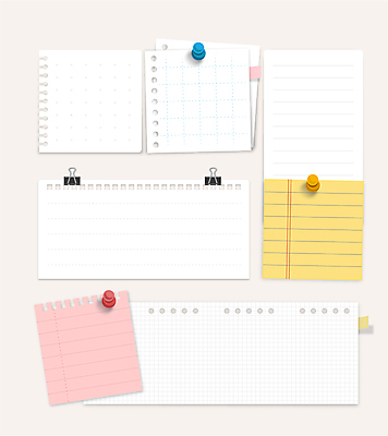 일러스트 사람없음 세트 줄무늬 다양 메모지 압정 심플 격자 모눈 서류집게 국내일러스트 AI파일 다수 무늬 집게 사무용품 파일형식 벡터