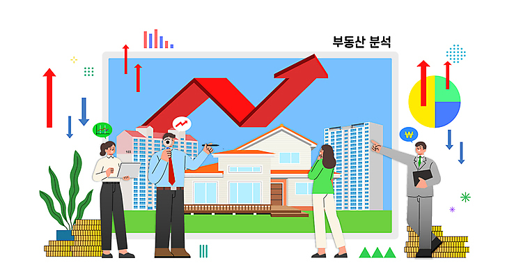 전신 여자 남자 화살표 말풍선 일러스트 부동산 아파트 주택 서기 들기 손짓 여러명 성인 노트북 태블릿 동전 가리킴 비즈니스맨 비즈니스우먼 분석 투자 상승 원그래프 집값 부동산업 분석가 성인만 국내일러스트 AI파일 직업 산업 다수 컨셉 돈 비즈니스 모션 그래프 사람 건물 전자제품 스마트기기 직장인 재산 파일형식 벡터