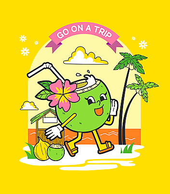 구름 여유 여행 일러스트 빨대 해변 사람없음 여름 여름휴가 바캉스 야자수 노란색 걷기 산책 쪼리 코코넛 코코넛주스 코코넛캐릭터 트로피컬아트 월간캐릭터 일러캐릭터 AI파일 자연요소 나무 캐릭터 계절 감정 바다 컬러 과일 모션 휴가 휴식 주스 샌들 그림 파일형식 벡터 여름_계절