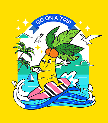 구름 여유 파도 여행 요트 일러스트 갈매기 사람없음 여름 여름휴가 바캉스 야자수 노란색 서핑보드 서핑 서퍼 트로피컬아트 월간캐릭터 일러캐릭터 AI파일 자연요소 나무 캐릭터 계절 감정 바다 컬러 배_교통 조류 휴가 운동선수 수상스포츠 보드_스포츠 그림 파일형식 벡터 여름_계절
