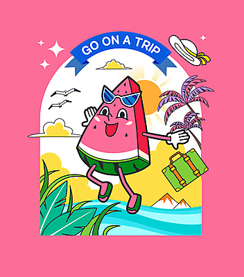 구름 모자 여유 바다 분홍색 여행 일러스트 갈매기 수박 사람없음 여름 여름휴가 바캉스 선글라스 야자수 태양 여행가방 점프 풀잎 수박캐릭터 트로피컬아트 월간캐릭터 일러캐릭터 AI파일 자연요소 나무 캐릭터 잡화 계절 감정 안경 컬러 잎 가방 과일 모션 조류 휴가 풀_식물 그림 파일형식 벡터 여름_계절