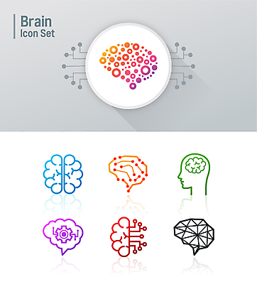 아이콘 선 생각 사람없음 컬러풀 라인아트 라인아이콘 얼굴모양 두뇌 톱니바퀴 그라데이션 2D아이콘 AI파일 모양 얼굴 컬러 뇌 파일형식 벡터