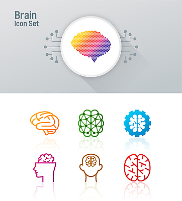 아이콘 선 생각 사람없음 컬러풀 라인아트 라인아이콘 얼굴모양 두뇌 톱니바퀴 그라데이션 2D아이콘 AI파일 모양 얼굴 컬러 뇌 파일형식 벡터
