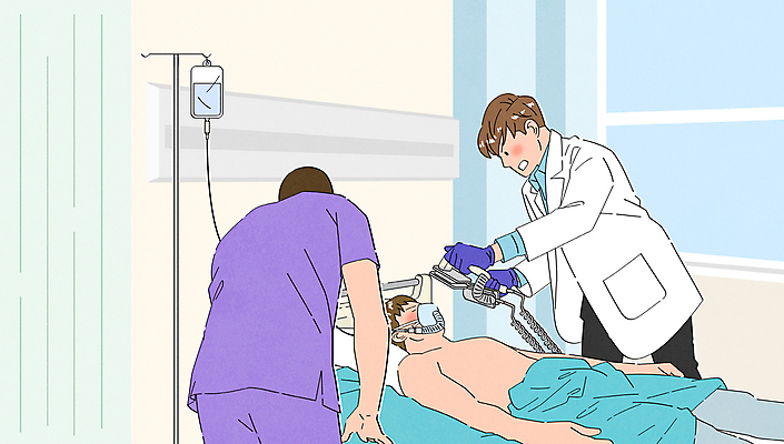 여자 남자 일러스트 들기 상반신 성인 세명 환자 간호사 의사 긴급 링거 기절 긴급상황 링거걸이 병원침대 응급상황 응급실 성인만 자동제세동기 국내일러스트 AI파일 의학 의료기기 모션 병원 사람 의료진 침대 응급 파일형식 벡터