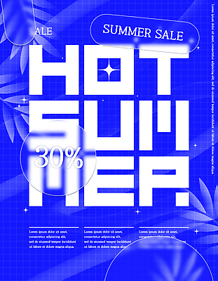 영어 이벤트 타이포그라피 사람없음 여름 파란색 반짝임 세일 풀잎 퍼센트 격자 블러 프로모션 AI파일 문자 계절 컬러 잎 무늬 모션 풀_식물 특수기호 파일형식 벡터