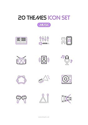 아이콘 음향기기 사람없음 스마트폰 보라색 스피커 레코드 피아노건반 나팔 라인아이콘 북 마이크 트라이앵글 탬버린 실로폰 조절 턴테이블 마라카스 무선이어폰 2D아이콘 AI파일 악기 컬러 이어폰 타악기 전자제품 핸드폰 스마트기기 음반 건반 피아노 파일형식 벡터