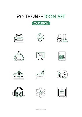 아이콘 교육 가방 학사모 학교 자 사람없음 책 초록색 지구본 모니터 헤드폰 계산기 팔레트 졸업장 강의 라인아이콘 비커 원자 삼각자 온라인강의 2D아이콘 AI파일 모자_잡화 잡화 컬러 음향기기 졸업 문구용품 실험기구 컴퓨터 장비 파일형식 벡터 언택트
