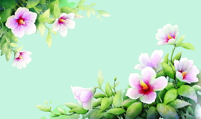 PSD 백그라운드 잎 일러스트 여름꽃 자연 붓터치 수채화 사람없음 초록색 여름 번짐 손그림 무궁화 카피스페이스 국내일러스트 식물 계절 꽃 컬러 공백 생태계 파일형식 효과 여름_계절