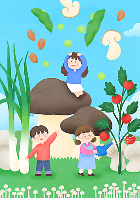 전신 PSD 여자 남자 어린이 일러스트 방울토마토 서기 들기 앉기 소녀 소년 세명 손들기 버섯 물뿌리개 떨어짐 완두콩 아몬드 파 손뻗기 어린이만 국내일러스트 컨셉 토마토 채소 모션 콩 사람 견과류 파일형식