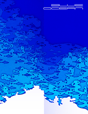 종이 파도 백그라운드 일러스트 어류 사람없음 파란색 페이퍼아트 물고기떼 국내일러스트 AI파일 바다 컬러 수중동물 파일형식 벡터