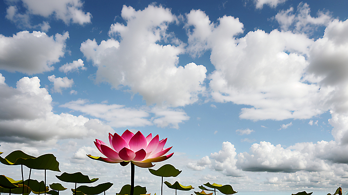 JPG 구름 편집이미지 꽃 불교 하늘 연꽃 풍경 사람없음 연잎 편집실사 AI포토 AI콘텐츠 자연요소 식물 종교 잎 CG 파일형식