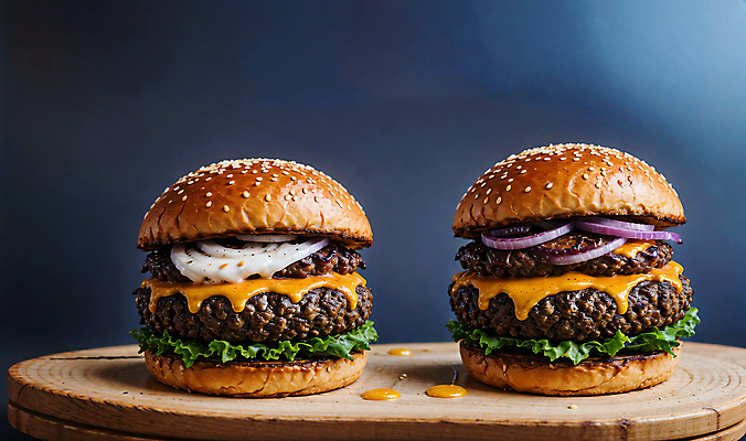 JPG 스튜디오촬영 편집이미지 빵 치즈 패스트푸드 서양음식 사람없음 햄버거 깨 패티 치즈버거 편집실사 AI포토 AI콘텐츠 음식 식재료 유제품 실내 조미료 인스턴트 CG 파일형식