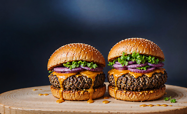 JPG 스튜디오촬영 편집이미지 빵 치즈 패스트푸드 서양음식 사람없음 햄버거 깨 패티 치즈버거 편집실사 AI포토 AI콘텐츠 음식 식재료 유제품 실내 조미료 인스턴트 CG 파일형식