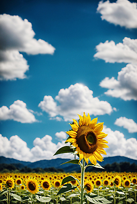 JPG 주간 구름 편집이미지 꽃밭 하늘 해바라기 풍경 사람없음 야외 아웃포커스 여름 맑음 편집실사 AI포토 AI콘텐츠 자연요소 계절 꽃 날씨 촬영기법 CG 파일형식