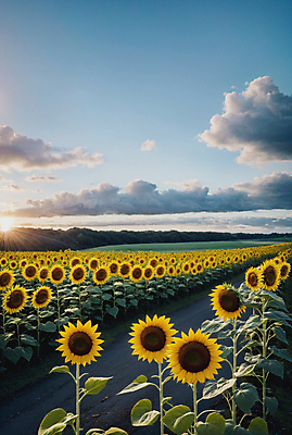 JPG 주간 구름 편집이미지 길 꽃밭 하늘 해바라기 풍경 사람없음 야외 여름 편집실사 AI포토 AI콘텐츠 자연요소 계절 꽃 CG 파일형식