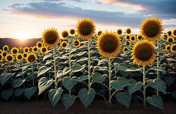 JPG 주간 구름 편집이미지 꽃밭 하늘 해바라기 풍경 사람없음 야외 여름 일몰 편집실사 AI포토 AI콘텐츠 자연요소 계절 꽃 노을 CG 파일형식