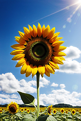 JPG 주간 구름 편집이미지 꽃밭 하늘 해바라기 풍경 사람없음 야외 여름 햇빛 일몰 편집실사 AI포토 AI콘텐츠 자연요소 계절 꽃 태양 노을 CG 파일형식