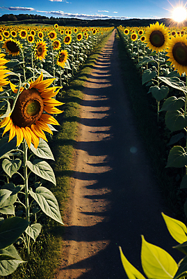 JPG 주간 편집이미지 길 꽃밭 해바라기 풍경 사람없음 야외 여름 편집실사 AI포토 AI콘텐츠 자연요소 계절 꽃 CG 파일형식