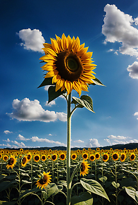 JPG 주간 구름 편집이미지 꽃밭 하늘 해바라기 풍경 사람없음 야외 여름 맑음 편집실사 AI포토 AI콘텐츠 자연요소 계절 꽃 날씨 CG 파일형식