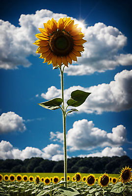 JPG 주간 구름 편집이미지 꽃밭 하늘 해바라기 풍경 사람없음 야외 여름 맑음 편집실사 AI포토 AI콘텐츠 자연요소 계절 꽃 날씨 CG 파일형식