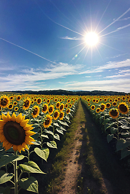 JPG 주간 구름 편집이미지 길 꽃밭 하늘 해바라기 풍경 사람없음 야외 여름 햇빛 맑음 편집실사 AI포토 AI콘텐츠 자연요소 계절 꽃 날씨 태양 CG 파일형식