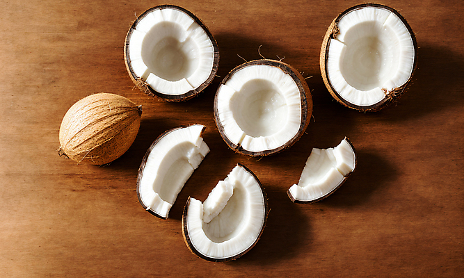 JPG 스튜디오촬영 편집이미지 조각 사람없음 나뭇결 코코넛 카피스페이스 편집실사 AI포토 AI콘텐츠 과일 실내 공백 CG 파일형식