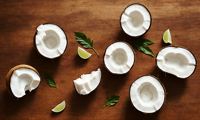 JPG 스튜디오촬영 편집이미지 조각 잎 사람없음 나뭇결 라임 코코넛 카피스페이스 편집실사 AI포토 AI콘텐츠 식물 과일 실내 공백 CG 파일형식