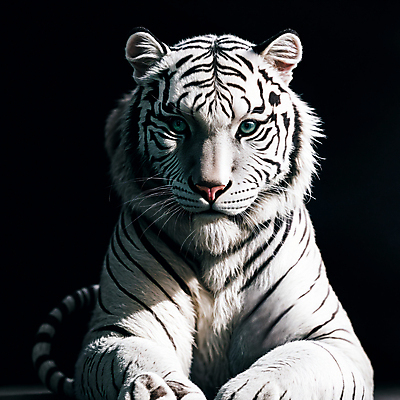 JPG 편집이미지 한마리 야생동물 사람없음 호랑이 육식동물 백호 편집실사 AI컴퓨터그래픽 AI콘텐츠 동물 1 포유류 CG 파일형식 사방신