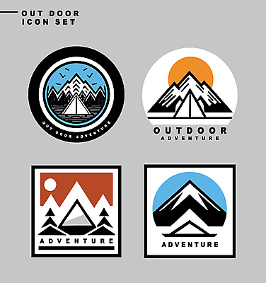 아이콘 스티커 자연 산 아웃도어 텐트 사람없음 레포츠 세트 라벨 사각형 등산 캠핑 하이킹 원형 2D아이콘 AI파일 도형 레저 프레임 캠핑도구 트래킹 생태계 파일형식 벡터