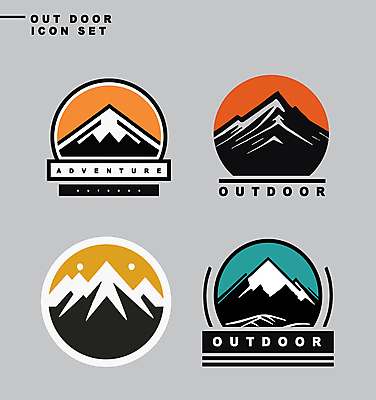 아이콘 스티커 자연 산 아웃도어 사람없음 레포츠 세트 라벨 등산 하이킹 원형 2D아이콘 AI파일 도형 레저 프레임 트래킹 생태계 파일형식 벡터