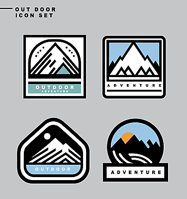 아이콘 스티커 자연 산 아웃도어 사람없음 레포츠 세트 라벨 사각형 등산 하이킹 원형 2D아이콘 AI파일 도형 레저 프레임 트래킹 생태계 파일형식 벡터