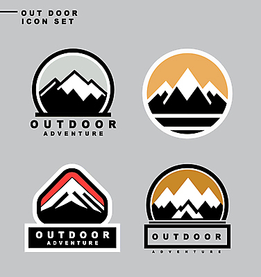 아이콘 스티커 자연 산 아웃도어 사람없음 레포츠 세트 라벨 등산 하이킹 원형 삼각형 2D아이콘 AI파일 도형 레저 프레임 트래킹 생태계 파일형식 벡터