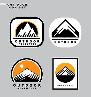아이콘 스티커 자연 산 아웃도어 사람없음 레포츠 세트 라벨 사각형 등산 하이킹 원형 2D아이콘 AI파일 도형 레저 프레임 트래킹 생태계 파일형식 벡터