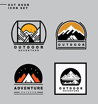 아이콘 스티커 자연 산 아웃도어 사람없음 레포츠 세트 라벨 사각형 등산 하이킹 원형 2D아이콘 AI파일 도형 레저 프레임 트래킹 생태계 파일형식 벡터