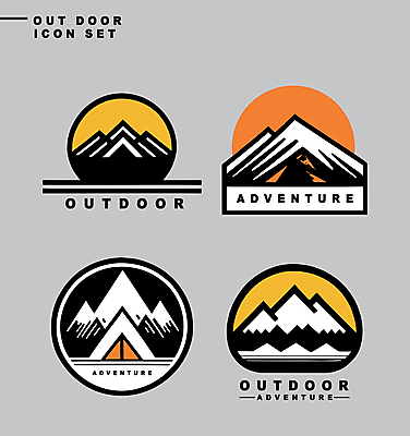 아이콘 스티커 자연 산 아웃도어 사람없음 레포츠 세트 라벨 등산 하이킹 원형 2D아이콘 AI파일 도형 레저 프레임 트래킹 생태계 파일형식 벡터