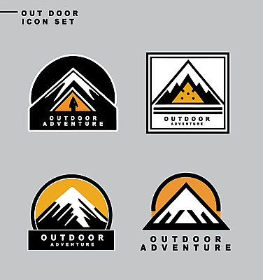 아이콘 스티커 자연 산 아웃도어 사람없음 레포츠 세트 라벨 사각형 등산 하이킹 원형 2D아이콘 AI파일 도형 레저 프레임 트래킹 생태계 파일형식 벡터