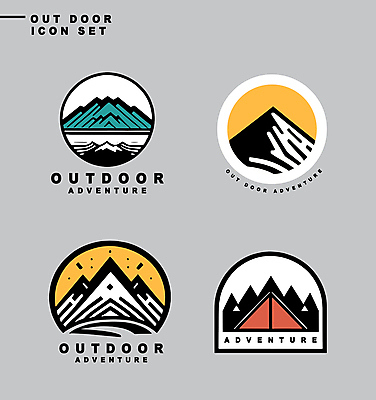 아이콘 스티커 자연 산 아웃도어 사람없음 레포츠 세트 라벨 등산 하이킹 원형 아치 2D아이콘 AI파일 도형 레저 프레임 트래킹 생태계 파일형식 벡터