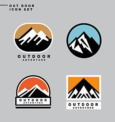 아이콘 스티커 자연 산 아웃도어 사람없음 레포츠 세트 라벨 사각형 등산 하이킹 원형 2D아이콘 AI파일 도형 레저 프레임 트래킹 생태계 파일형식 벡터