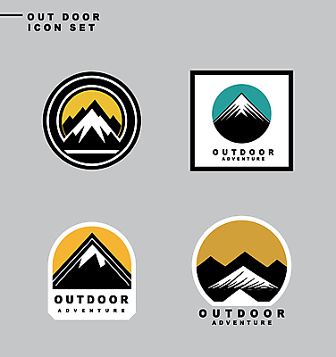 아이콘 스티커 자연 산 아웃도어 사람없음 레포츠 세트 라벨 사각형 등산 하이킹 원형 2D아이콘 AI파일 도형 레저 프레임 트래킹 생태계 파일형식 벡터