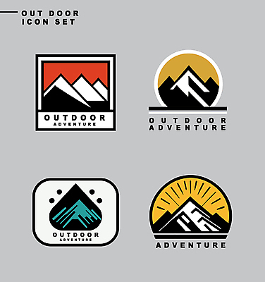 아이콘 스티커 자연 산 아웃도어 사람없음 레포츠 세트 라벨 사각형 등산 하이킹 원형 2D아이콘 AI파일 도형 레저 프레임 트래킹 생태계 파일형식 벡터
