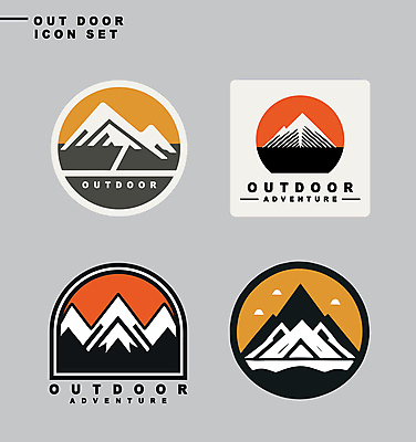 아이콘 스티커 자연 산 아웃도어 사람없음 레포츠 세트 라벨 사각형 등산 하이킹 원형 2D아이콘 AI파일 도형 레저 프레임 트래킹 생태계 파일형식 벡터