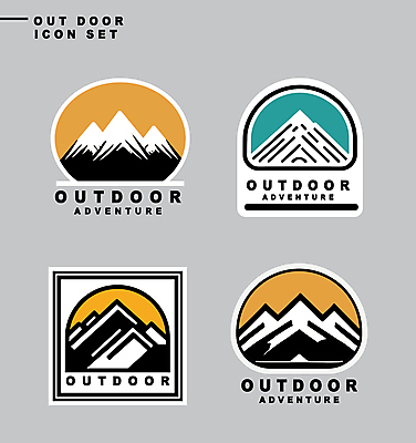 아이콘 스티커 자연 산 아웃도어 사람없음 레포츠 세트 라벨 사각형 등산 하이킹 원형 2D아이콘 AI파일 도형 레저 프레임 트래킹 생태계 파일형식 벡터
