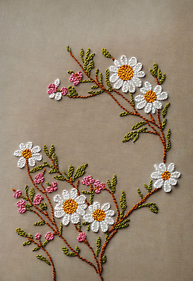 JPG 스튜디오촬영 편집이미지 꽃 나뭇잎 사람없음 실 자수 수공예 편집실사 AI포토 AI콘텐츠 식물 잎 실내 공예 CG 파일형식