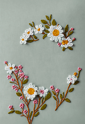 JPG 스튜디오촬영 편집이미지 꽃 나뭇잎 사람없음 실 자수 수공예 편집실사 AI포토 AI콘텐츠 식물 잎 실내 공예 CG 파일형식