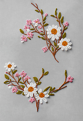 JPG 스튜디오촬영 편집이미지 꽃 나뭇잎 사람없음 실 자수 수공예 편집실사 AI포토 AI콘텐츠 식물 잎 실내 공예 CG 파일형식