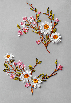 JPG 스튜디오촬영 편집이미지 꽃 나뭇잎 사람없음 실 자수 수공예 편집실사 AI포토 AI콘텐츠 식물 잎 실내 공예 CG 파일형식