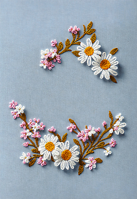 JPG 스튜디오촬영 편집이미지 꽃 나뭇잎 사람없음 실 자수 수공예 편집실사 AI포토 AI콘텐츠 식물 잎 실내 공예 CG 파일형식