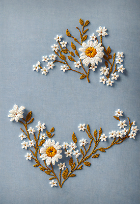 JPG 스튜디오촬영 편집이미지 꽃 나뭇잎 사람없음 실 자수 수공예 편집실사 AI포토 AI콘텐츠 식물 잎 실내 공예 CG 파일형식