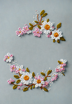 JPG 스튜디오촬영 편집이미지 꽃 나뭇잎 사람없음 실 자수 수공예 편집실사 AI포토 AI콘텐츠 식물 잎 실내 공예 CG 파일형식