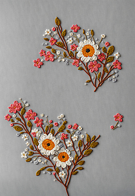 JPG 스튜디오촬영 편집이미지 꽃 나뭇잎 사람없음 실 자수 수공예 편집실사 AI포토 AI콘텐츠 식물 잎 실내 공예 CG 파일형식